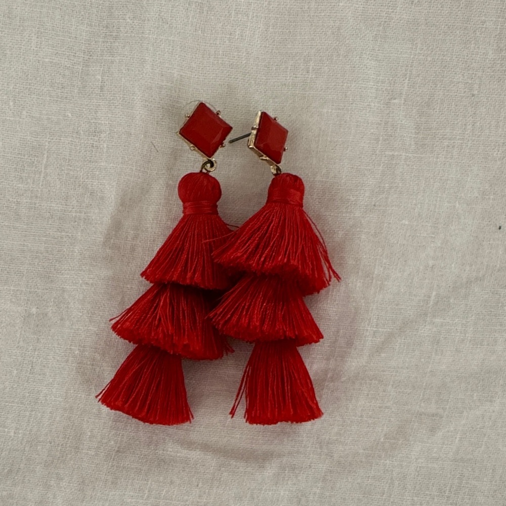 Elegant Red Tassel Earrings